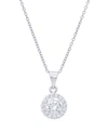 MACY'S CUBIC ZIRCONIA ROUND PENDANT 18" SILVER PLATE NECKLACE