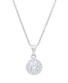 Macy's Cubic Zirconia Round Pendant 18" Silver Plate Necklace In Silver