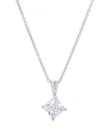Macy's Cubic Zirconia Square Pendant 18" Silver Plate Necklace In Silver
