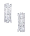 Macy's Cubic Zirconia Triple Row Half Hoop Silver Plate Earrings In Silver