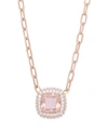 Macy's Simulated Morganite Cubic Zirconia Paperclip 18" Rose Gold Plate Necklace In Rose Gold