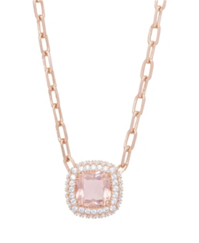 Macy's Simulated Morganite Cubic Zirconia Paperclip 18" Rose Gold Plate Necklace