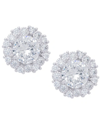 Macy's Cubic Zirconia Round Stud Silver Plate Earrings