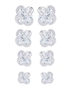 Macy's Multi-color Round Stud Silver Plate Earrings, Set Of 4 In White