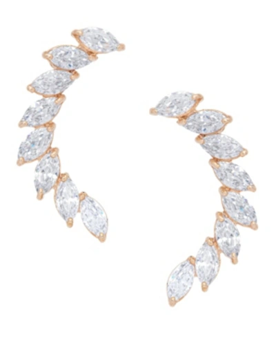 Macy's Cubic Zirconia Curved Post Rose Gold Plate Earrings