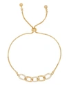 Macy's Cubic Zirconia Oval Link Adjustable Bolo Bracelet In Gold