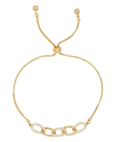Macy's Cubic Zirconia Oval Link Adjustable Bolo Bracelet In Gold