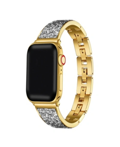 Posh Tech Men's And Women's Gold Tone Stainless Steel Band With Stones For Apple Watch 38mm