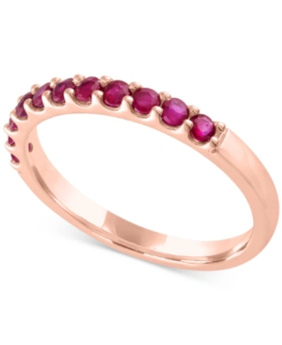 Forever Grown Diamonds Lab-created Red Diamond Stack Ring (1/2 Ct. T.w.) In 14k Rose Gold-plated Sterling Silver