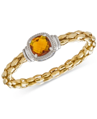 Macy's Citrine Turbo Bangle Bracelet (8-1/2 Ct. T.w.) In Sterling Silver & 14k Gold-plate