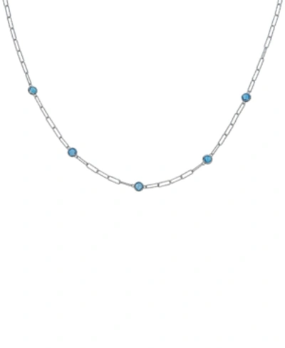 Macy's Swiss Blue Topaz Paperclip Link 18" Statement Necklace (4 Ct. T.w.) In Sterling Silver (also In Amet