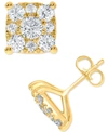 Macy's Diamond Square Cluster Stud Earrings (2 Ct. T.w.) In Gold