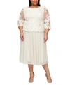 Alex Evenings Plus Size Embroidered Lace A-line Dress In Taupe