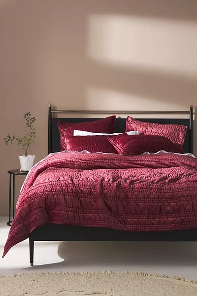 Anthropologie Lustered Velvet Alastair Quilt By  In Purple Size Full In Purple