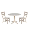 INTERNATIONAL CONCEPTS 42" ROUND TOP PEDESTAL TABLE WITH 2 CHAIRS