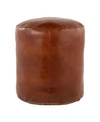 Lumisource Cobbler Industrial Pouf In Brown Leather