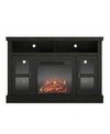 A DESIGN STUDIO POPLAR CORNER TV STAND WITH FIREPLACE FOR TVS UP TO 54"