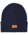 Levi's All Season Comfy Leather Logo Patch Hero Beanie In Navy