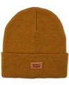 Levi's All Season Comfy Leather Logo Patch Hero Beanie In Tan