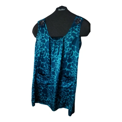 Pre-owned Custo Barcelona Silk Mini Dress In Turquoise