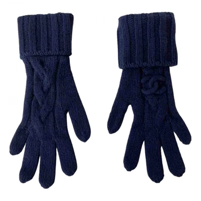 Pre-owned Chanel Cashmere Gloves In Blue