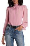 1.state Smocked Neck Long Sleeve Blouse In Rose Pink