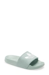 Adidas Originals Adilette Comfort Slide Sandal In Hazy Green/ White/ White