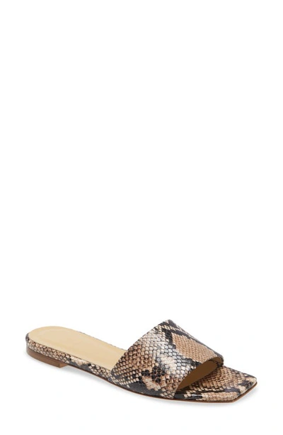 Aeyde Anna Snake-effect Leather Slides In Neutrals