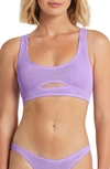 Bound By Bond-eye The Sasha Cutout Ribbed Bikini Top In Lavender