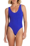 Bound By Bond-eye The Mara Ribbed One-piece Swimsuit In Bright Blue