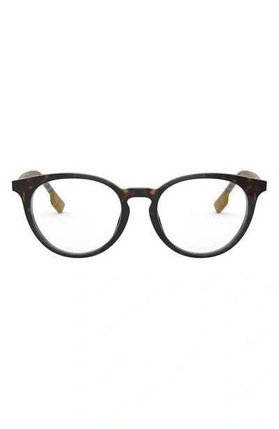 Burberry 51mm Round Optical Glasses In Dark Havana