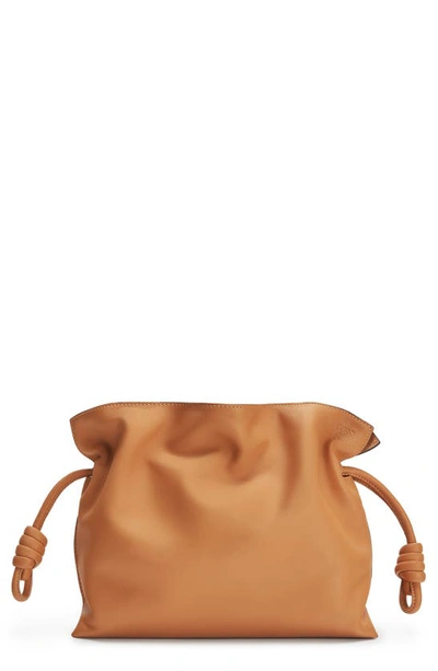 Loewe Flamenco Leather Clutch In Warm Desert