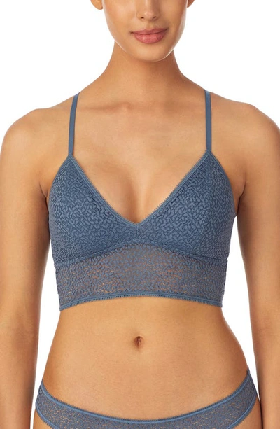 Dkny Modern Lace Longline Bralette Dk4021 In Vintage Blue