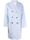 Ferragamo Double-breasted Button Coat In Blue