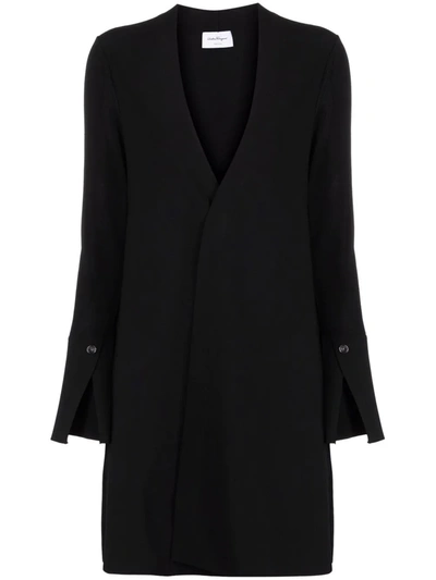 Ferragamo Concealed-front Coat In Black