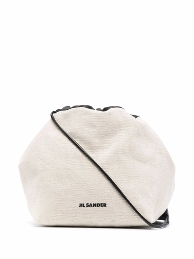 Jil Sander Logo-print Bucket Bag In Beige