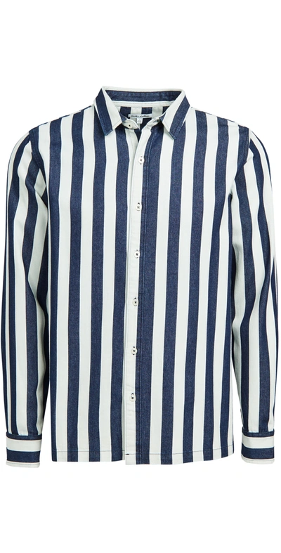 Banks Journal Percussion Chambray Stripe Shirt In Blue