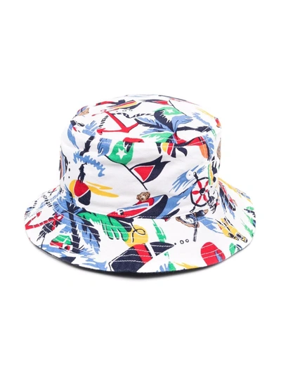 Ralph Lauren Babies' Hawaiian Print Bucket Hat In White