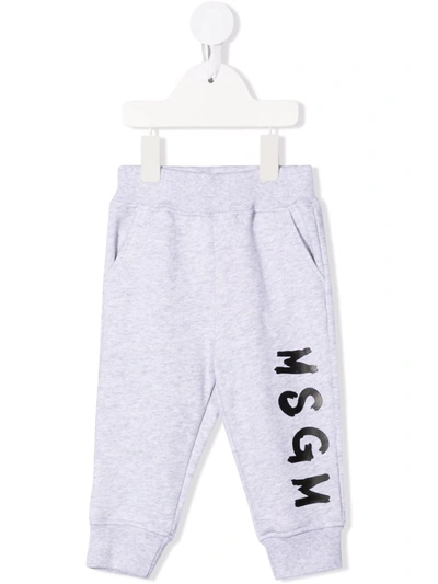 Msgm Babies' Logo-print Tracksuit Bottoms In Grey