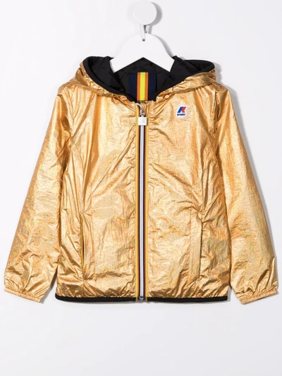 K-way Kids' Reversible Hooded Jacket In Gold