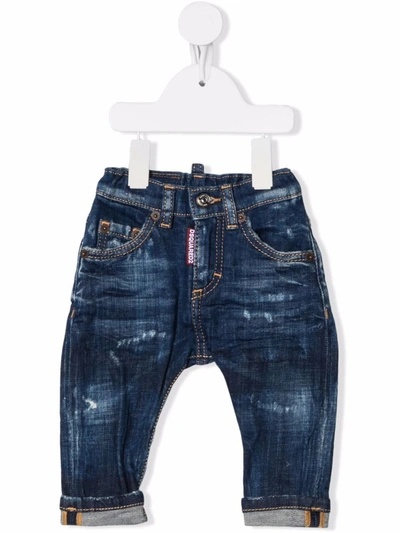 Dsquared2 Babies' Distressed-finish Straight-leg Jeans In Blue