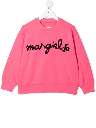 Mm6 Maison Margiela Teen Logo-print Crewneck Sweatshirt In 핑크
