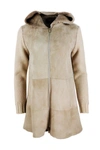 LORENA ANTONIAZZI SHEARLING SHEEPSKIN COAT AND SWEATER WITH HOOD AND ZIP CLOSURE,A2118CP19A 4441070