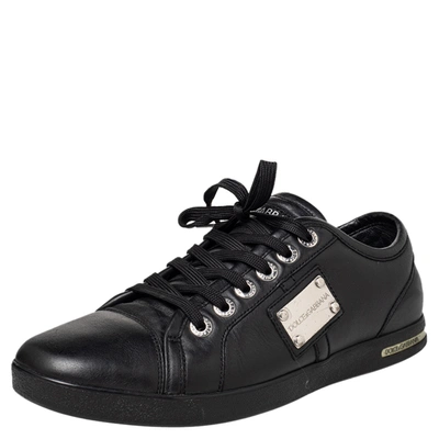 Pre-owned Dolce & Gabbana Black Cap Toe Low Top Sneakers Size 40.5