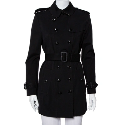 Pre-owned Burberry Black Knit Belted Trench Coat M