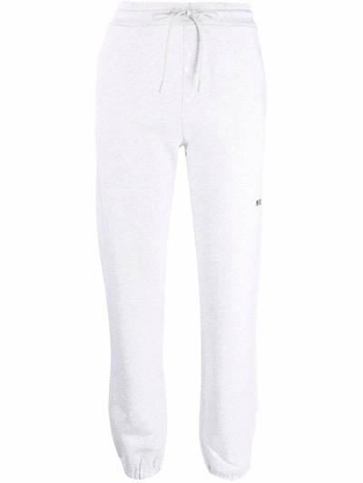 Msgm Logo-print Cotton Track Trousers In Grey