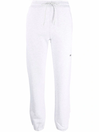 Msgm Logo-print Cotton Track Pants In Grey