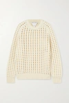 Bottega Veneta Open Mesh Sweater In Ivory Colored Wool In Ivory