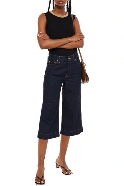 7 For All Mankind Denim Culottes In Blue