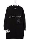 Mm6 Maison Margiela Teen Logo-print Cotton Sweatshirt Dress In Black